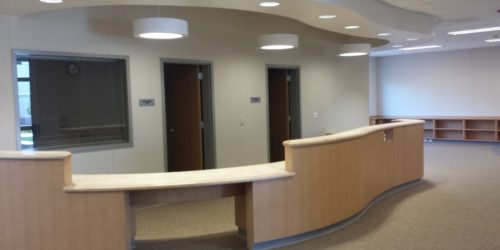 L Reception desk & soffit